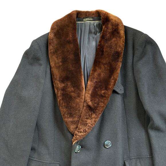 1970s Teller Cashmere Overcoat w/ Fur Shawl Collar Hungary 44 - Picture 4 of 9